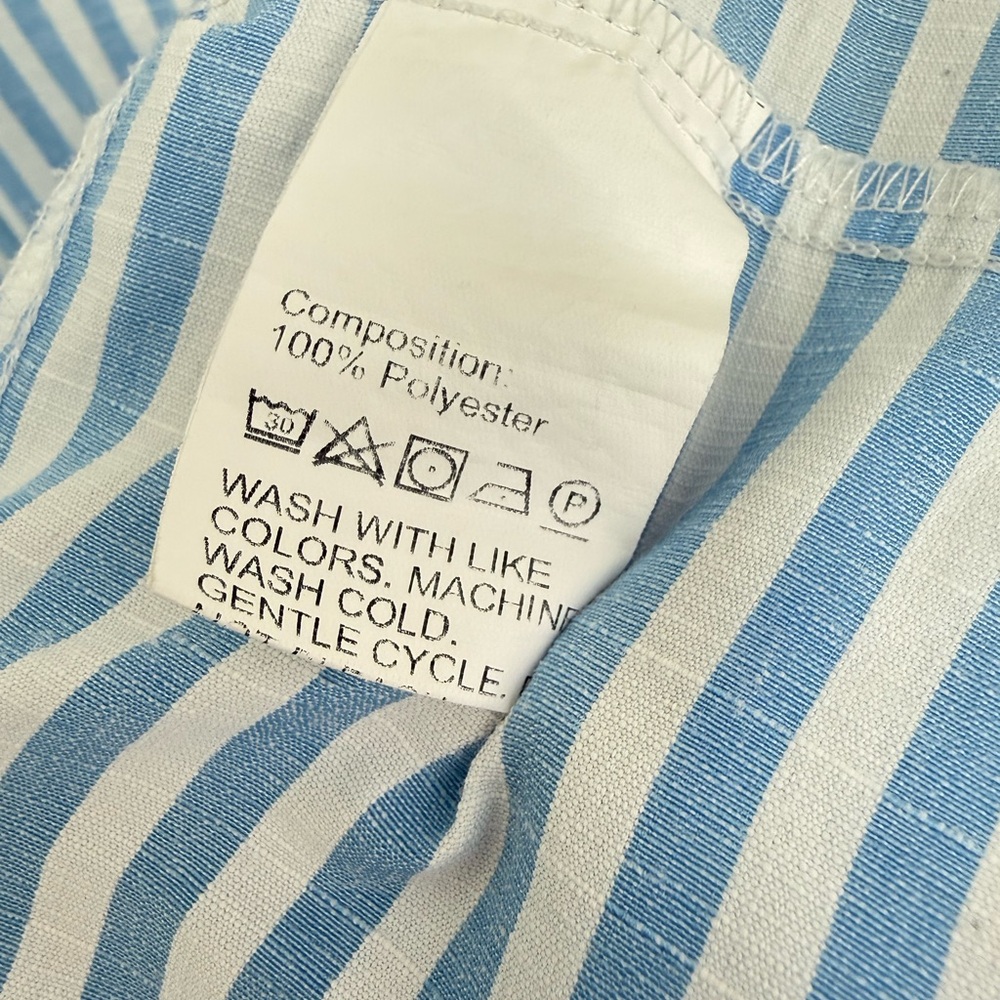 SHEIN Breezaya Striped Print Notched Neck A-Line Dress Blue White 4 - Picture 12 of 12